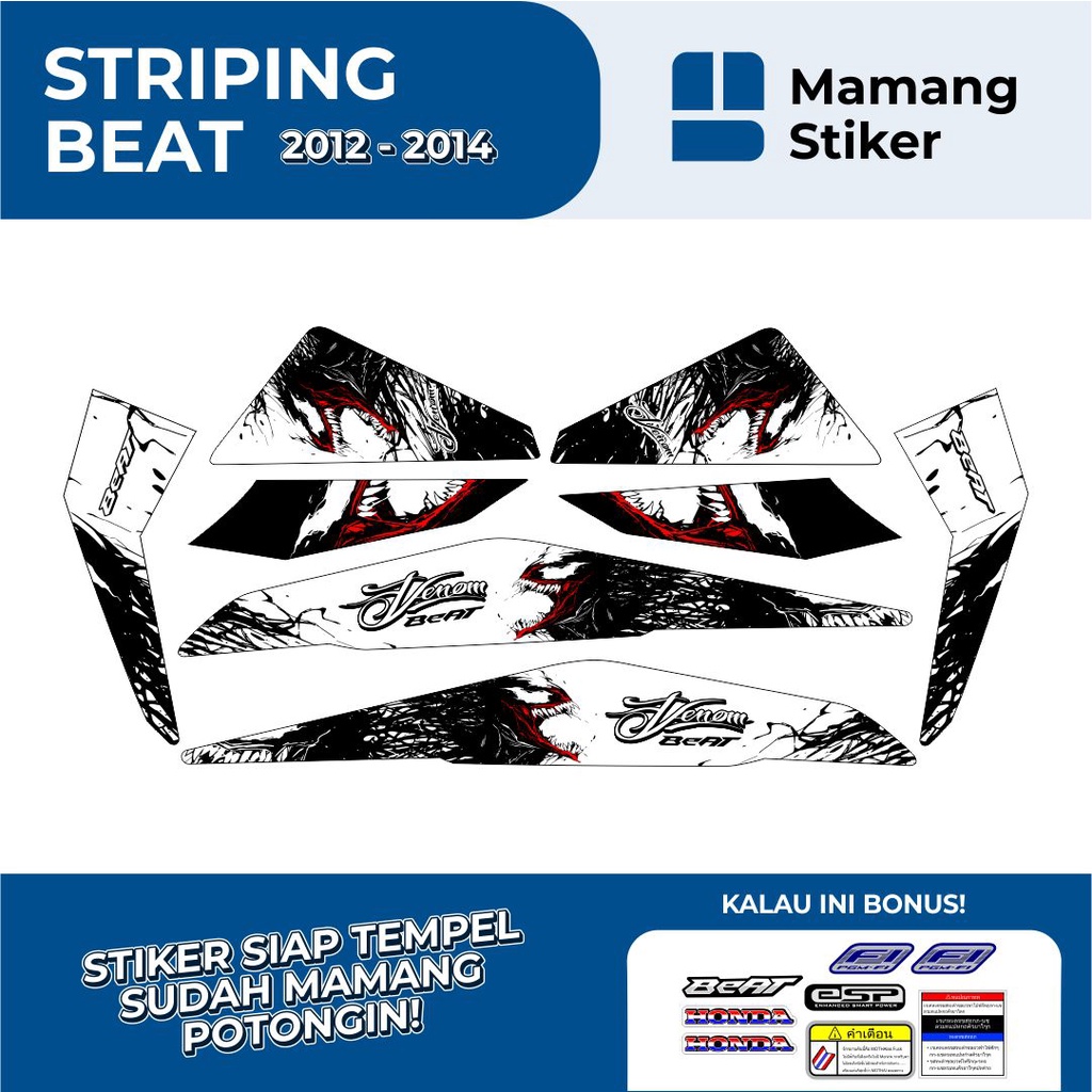 STRIPING SEMI FULL BODY BEAT FI VARIASI 4 VENOM/STIKER MOTOR HONDA SETRIPING BEAT ESP/BEAT GEN 1 VAR