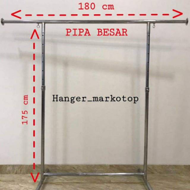 Hanger Gantungan Baju Model Gawangan Tarik Samping |pipa besar lebar 180cm