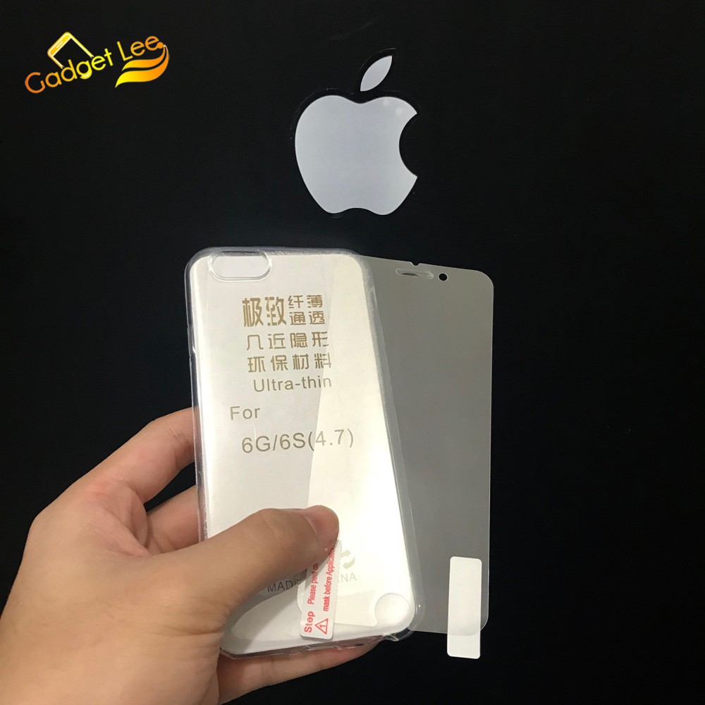 COMBO Anti Gores Clear Bening + Soft Case Silicon Clear Bening iPhone