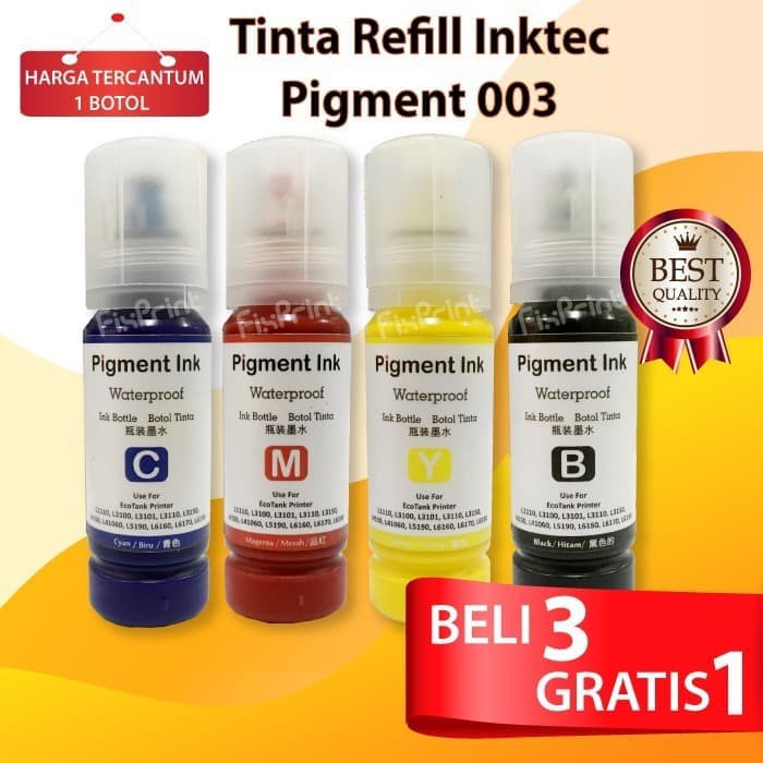 Tinta Epson Pigment L1110 L3100 L3110 Kemasan 90ml Printer L4150 FPS110
