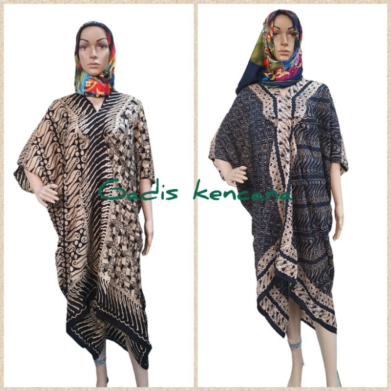 kaftan.dres wanita.Kaftan batik viscose semi sutra lembut batik cap manual variasi motif