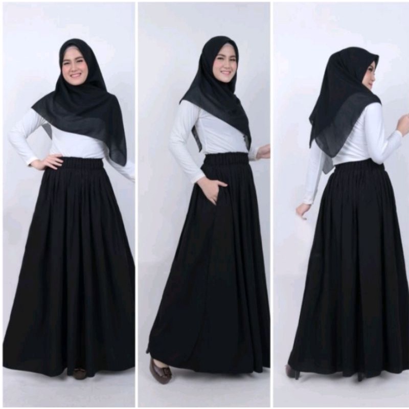 NAINA SKIRT Panjang 100 cm || Rok Rempel Bahan Wolfis || Rok Payung || Bigsize