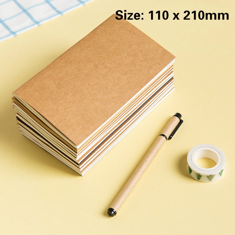 1pc Buku Notebook / Catatan / Diary Kosong 110x210mm Warna Putih Untuk Travel