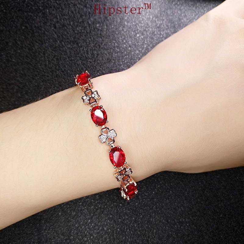 Light Luxury Hot Sale Four-Leaf Clover Amethyst Women's Inlaid Gemstone Bracelet