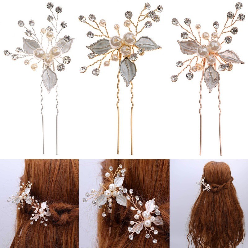 Rose Gold Prom Bride Bridesmaid Hair Accessories Pearl Hair Pin