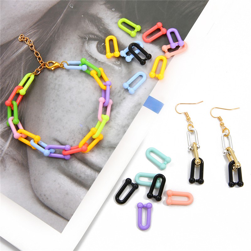 Rainbow Acrylic U Shape Glasses Chain Lanyard Women Summer Neck Chain for Mask Reading Sunglasses Hanging Holders Strap Necklace