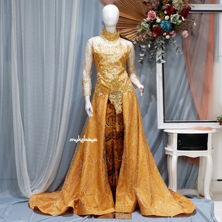 Kebaya pengantin Mewah Gold Kebaya Pengantin Ekor tille Kebaya pengantin Mewah Gold Kebaya Pengantin Ekor tille