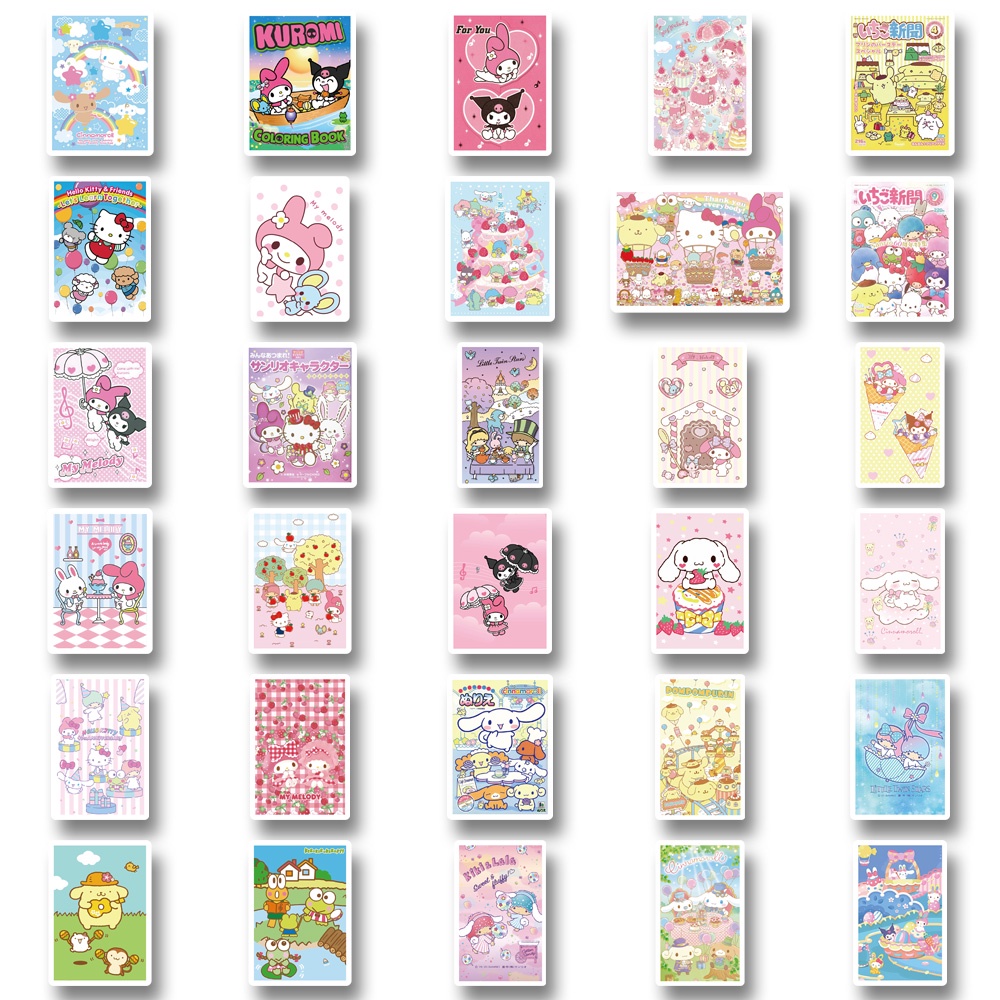 62pcs Stiker poster Motif Kartun Sanrio Anti Air Untuk Dekorasi laptop / laptop / Gelas Air