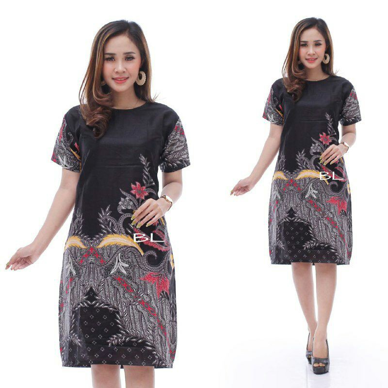 dress batik modern wanita flare murah grosir lace brukat jumbo YUMNA COUPLE Madu seno