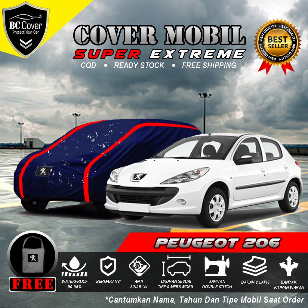 Body Cover Mobil Peugeot 206 Outdoor Waterproof / Sarung Mobil Peugeot 206 Waterproof / Selimut Tutup Mantol Kerudung Mantel Penutup Mobil Peugeot 206 Waterproof Outdoor Anti Air