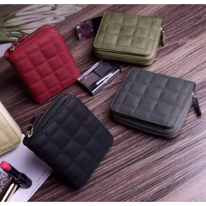 Dompet mini wanita kotak kotak Qualted kimy women short wallet premium