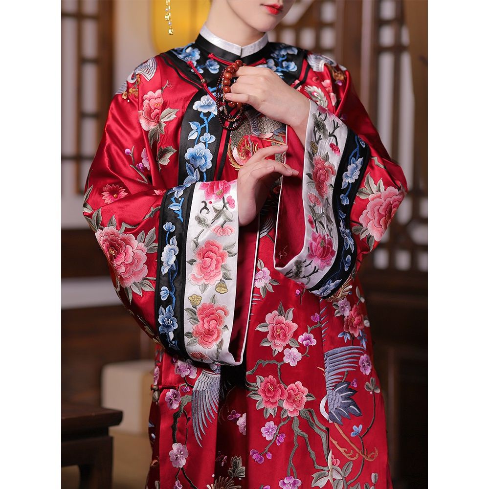 2022 spring new reprint late Qing red buckle placket high-end imitation embroidered improved cloak c