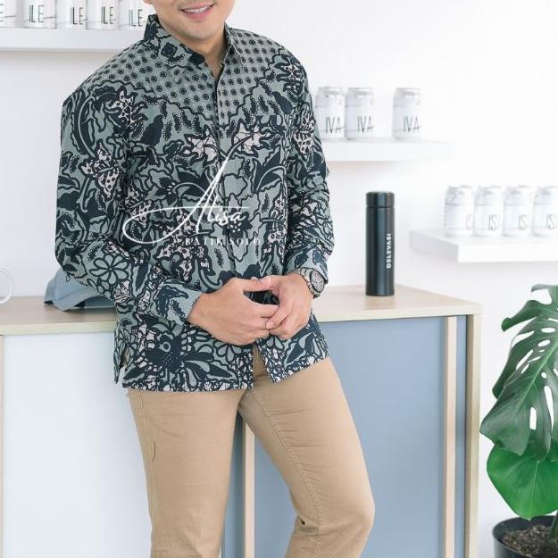 *PREMIUM* Batik Pria Lengan Panjang hijau mint Reguler Fit Keris Modern Sage Premium Baju Atasan Batik Cowok Original Prabuseno Alisan AHY Pekalongan Solo Kerto Joyo .