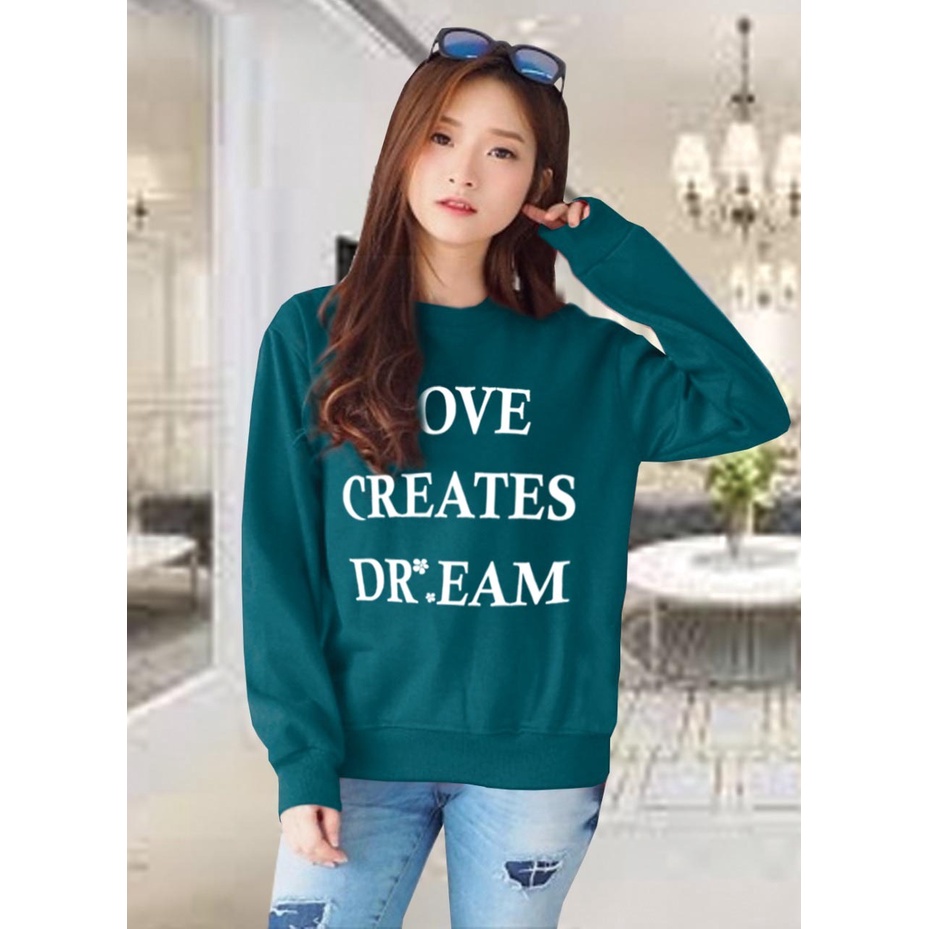 Kaos Lengan Panjang DREAM / Kaos Sweatshirt / Atasan Wanita / Atasan Wanita Lengan Panjang / Atasan Import / Kaos Wanita Blus