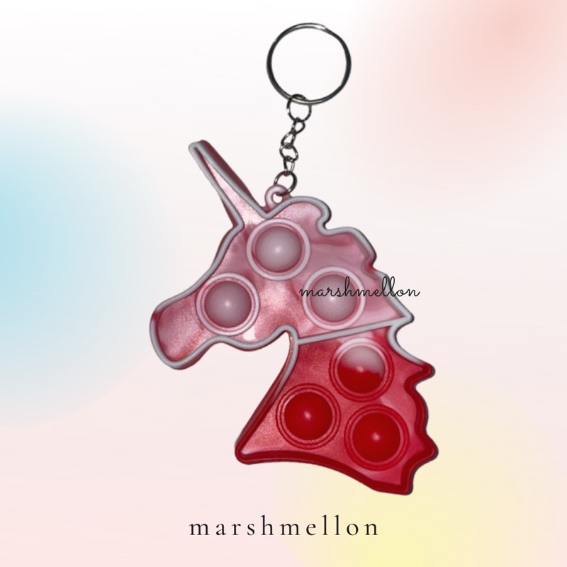 Gantungan Kunci Pop It & Gelang Pop It Pastel Rainbow | Pop It Gurita | Princess Key Chain (Snow White Cinderella Aurora Belle) | Pop It Warna Lilac Pink Tosca Fidget Key Chain Macaron-Unicorn Red