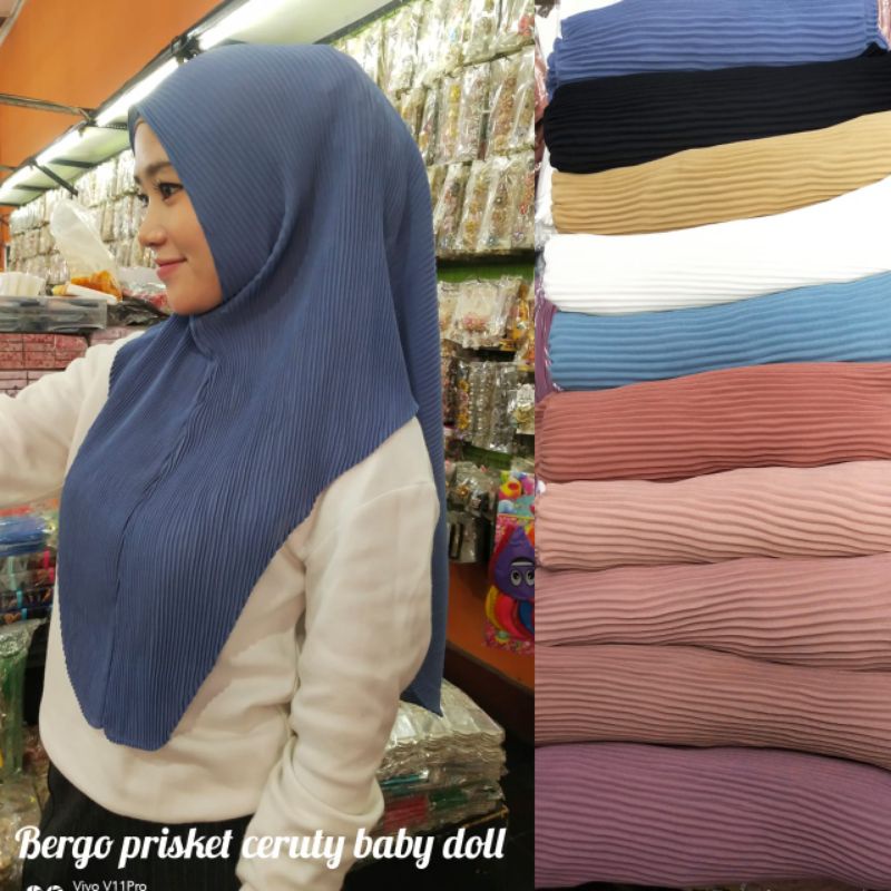 Kerudung Bergo Plisket Kerudung Hijab Plisket Instan Kerudung Plisket Bergo Jilbab Bergo Instan