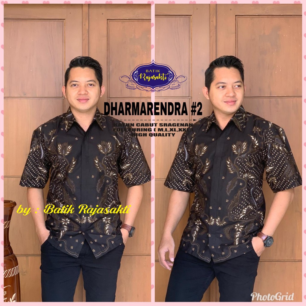 DHARMARENDRA 2 RAJASAKTI KEMEJA BATIK SOLO PRIA LENGAN PENDEK LAPIS FURING ATASAN BATIK PREMIUM MODERN KATUN HALUS BAHUWIRYA  BANAMITRA BANAMITRA PUTIH BANGSAWAN BAYU PUTRA BERLIAN BIRU BHARATAYUDA BIMASENA BIRENDRA BIRU INDAH BRAHMAKERTA BRAHMAKERTA