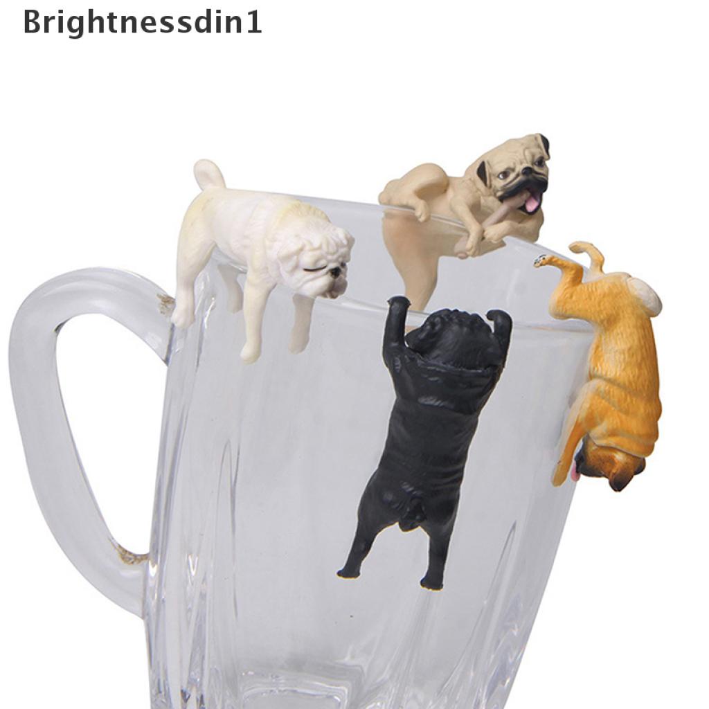 (Brightnessdin1) Miniatur Anjing Pug Realistis Untuk Dekorasi Rumah Boneka