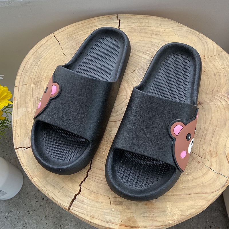 [MONA] Sandal Wanita Slip On Karet Cute Bear Hangout Outdoor Rumahan Lucu Anti Licin Import - 266
