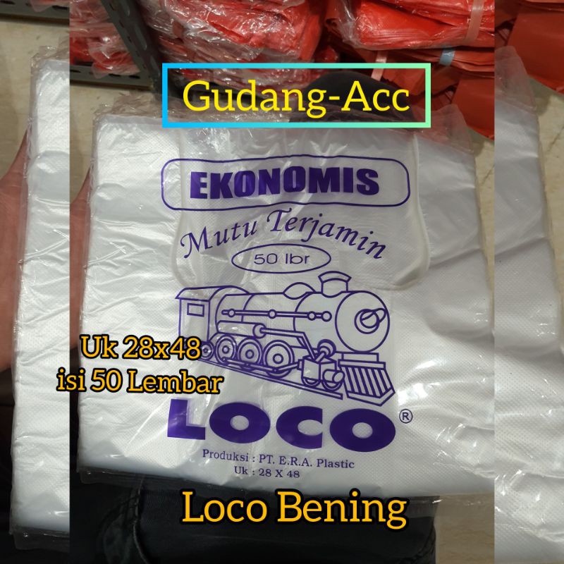 Hd Kantong Plastik Kresek Loco Ekonomis Merah Putih Hitam Bening Uk 28 28X48  Isi 50 Lembar