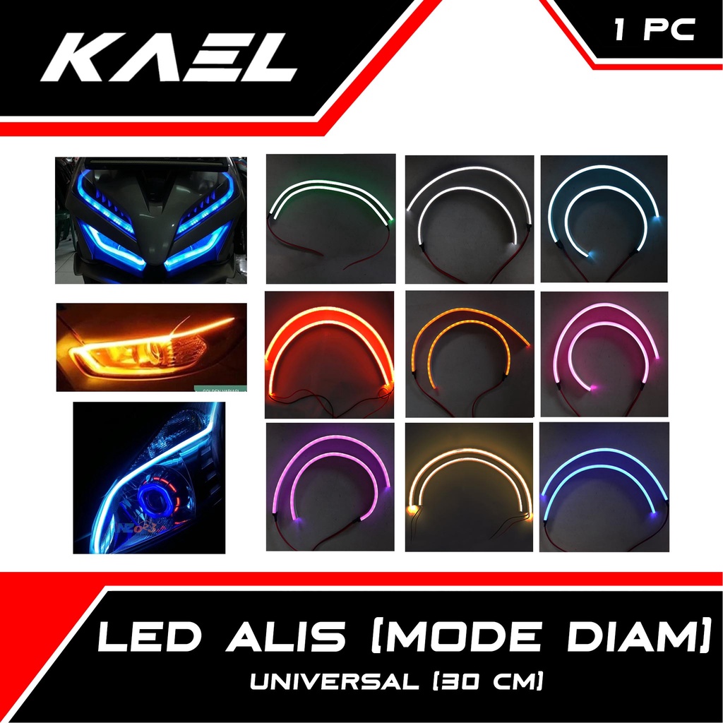 LED Alis 30 CM DRL Motor-Mobil Lampu Fleksibel Waterproof Mode Diam Flexible Silicone-Silikon Putih-Ice Blue-Biru-Putih-Merah-Ungu-Hijau-Kuning-Orange