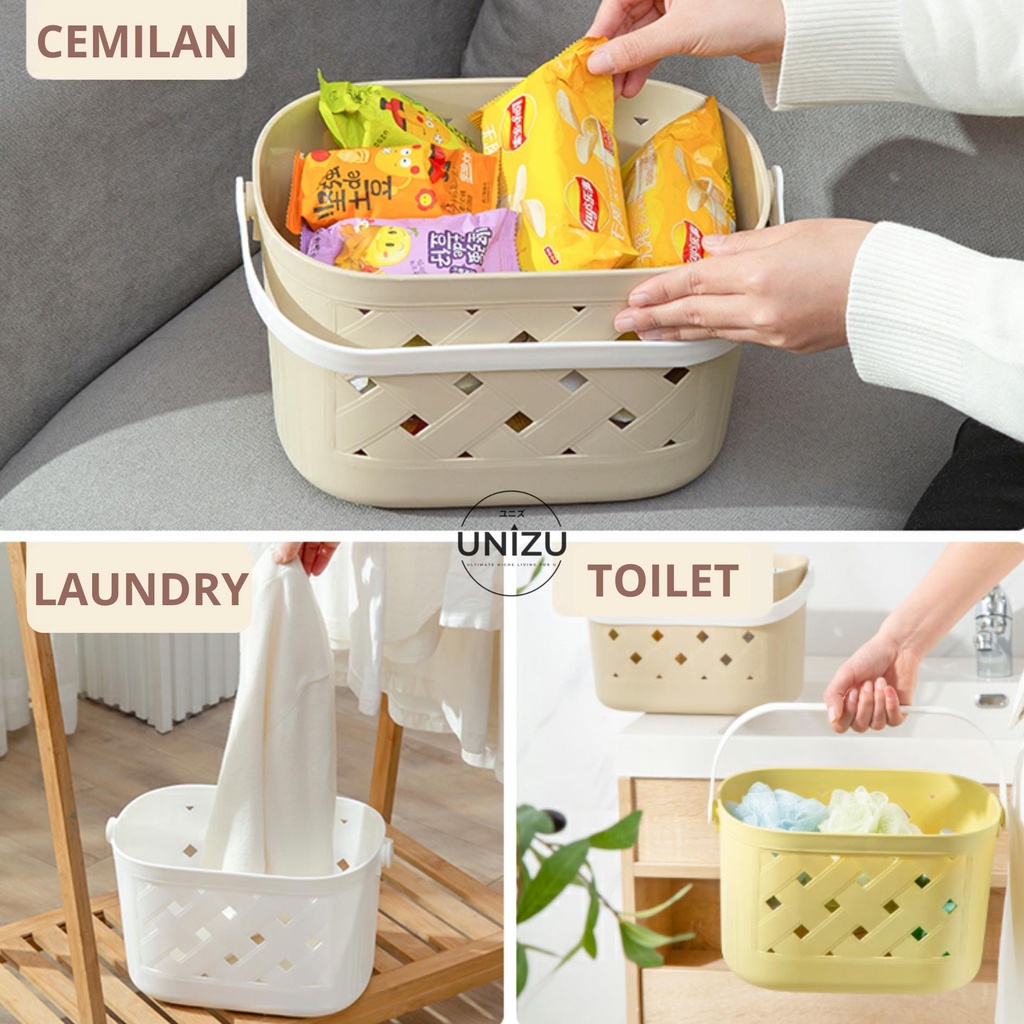 Unizu Keranjang Sabun Mandi Tempat Penyimpanan Serbaguna Dengan Pegangan bisa untuk Keranjang Mandi 