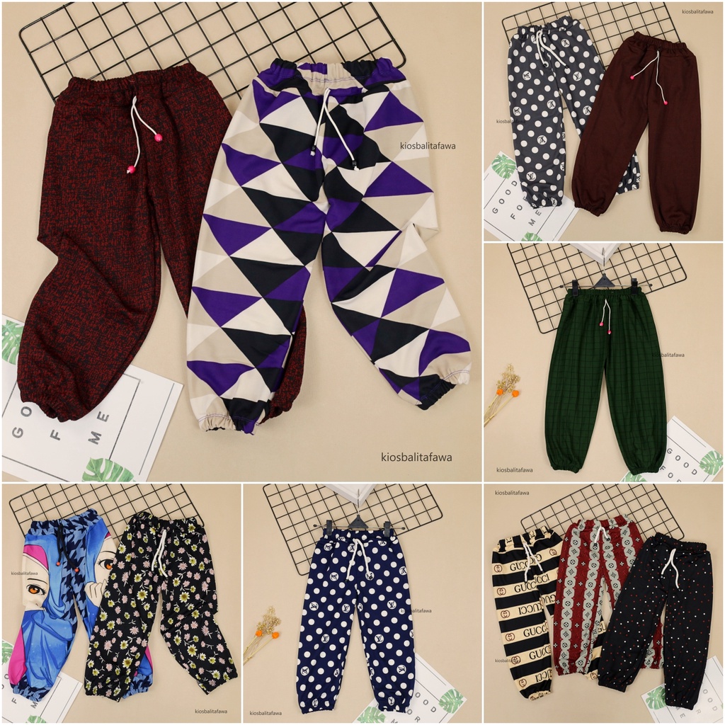 (ANAK PEREMPUAN) Jogger Motif uk 5-8 Tahun / Joger Pants Anak Cewek Murah Celana Panjang Import Lucu