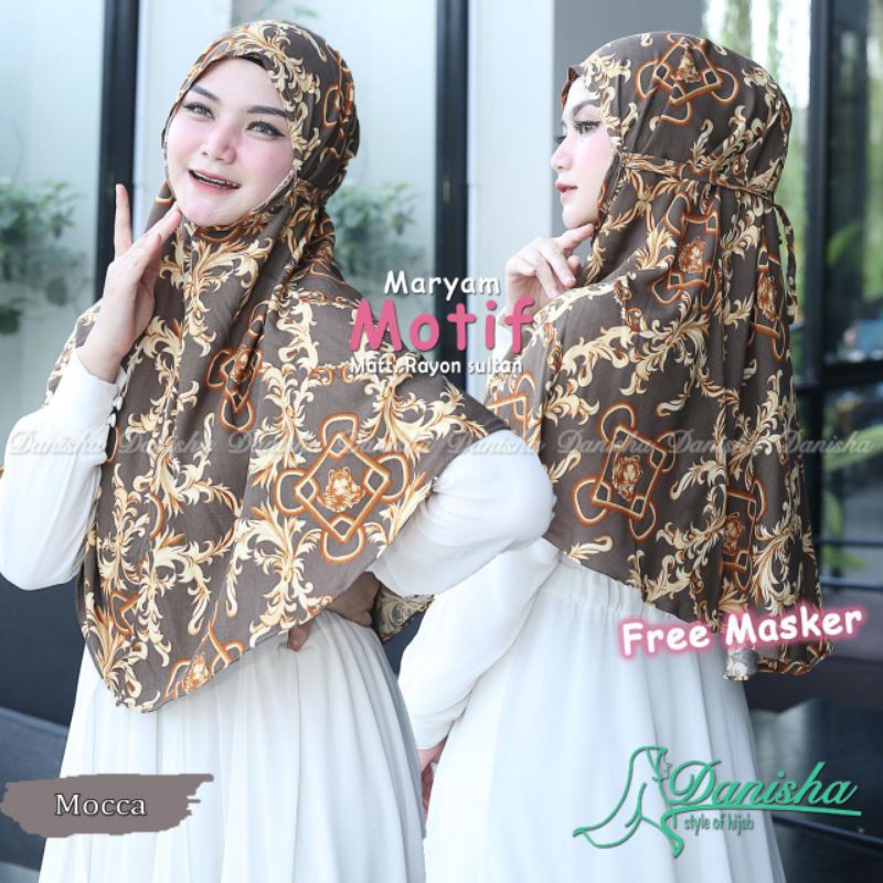 Jilbab Maryam Motif Free Masker Original Danisha Hijab