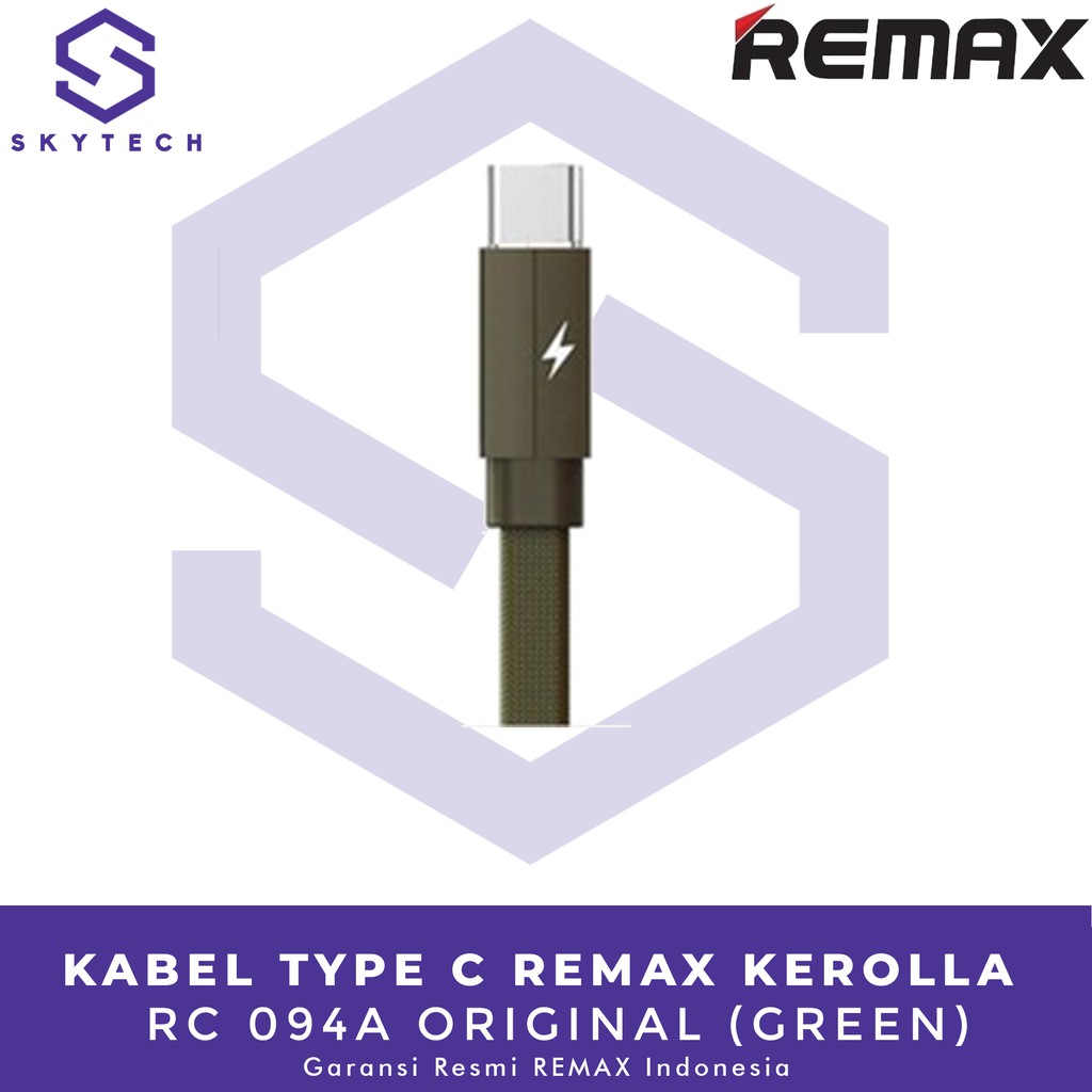 KABEL TYPE C REMAX KEROLLA 1M GREEN RC 094A ORIGINAL GARANSI RESMI