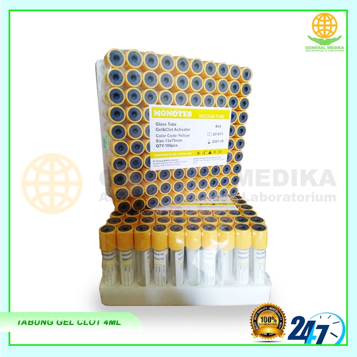 Tabung Gel Clot Activator 4ml Kaca MONOTES | Vacutainer Tube 4 ml