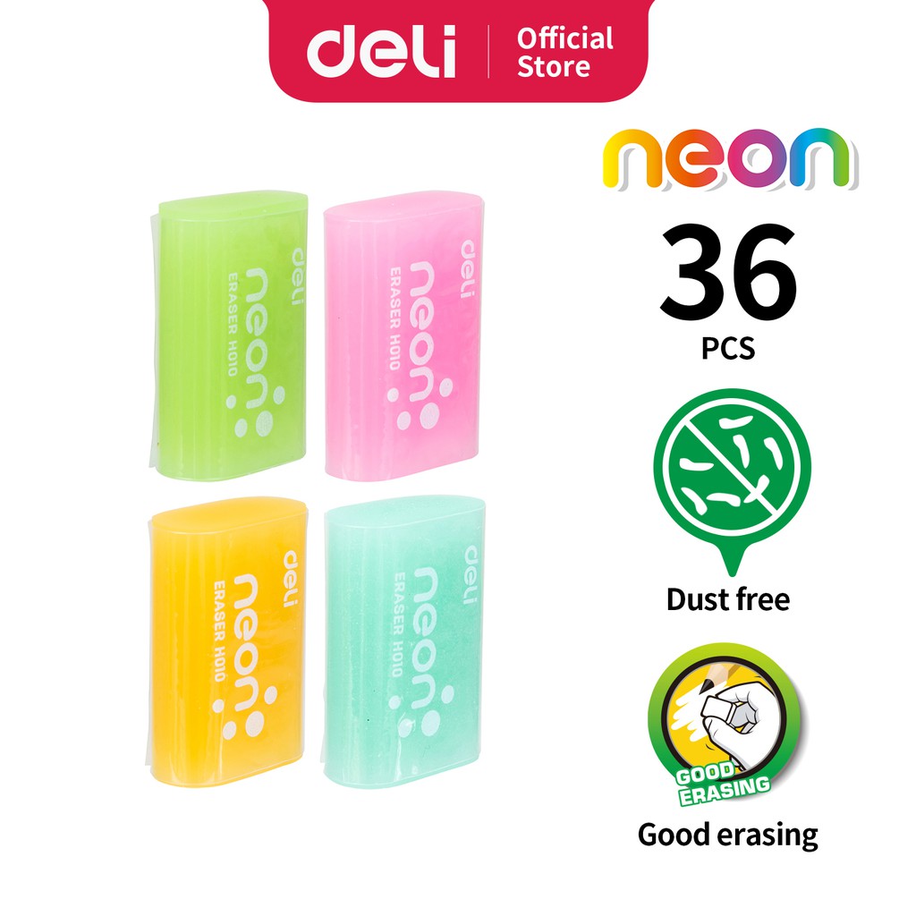 

Deli Penghapus Pensil Warna Neon bahan Eco-PVC kualitas bagus EH01000 EH00900