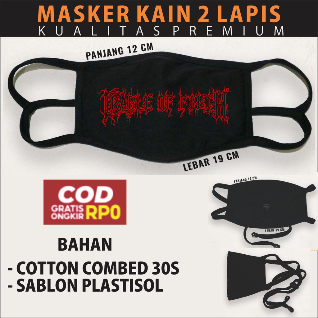 MASKER KAIN  2 LAPIS CRADLE OF FILTH, MASKER BAND CRADLE OF FILTH