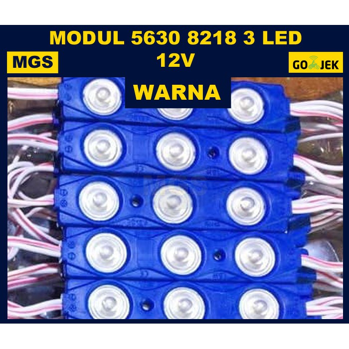 100PCS Modul 5630 3 LED + Lensa Tipe 8218 12V - Warna