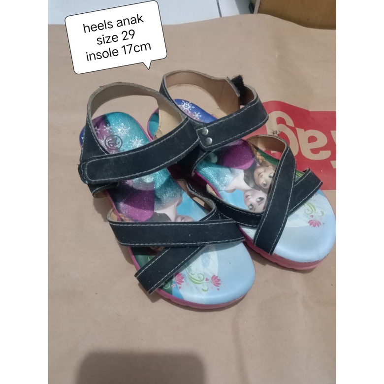 sz 29 insole 17cm preloved sandal sepatu anak cewek hak tinggi heels frozen lucu