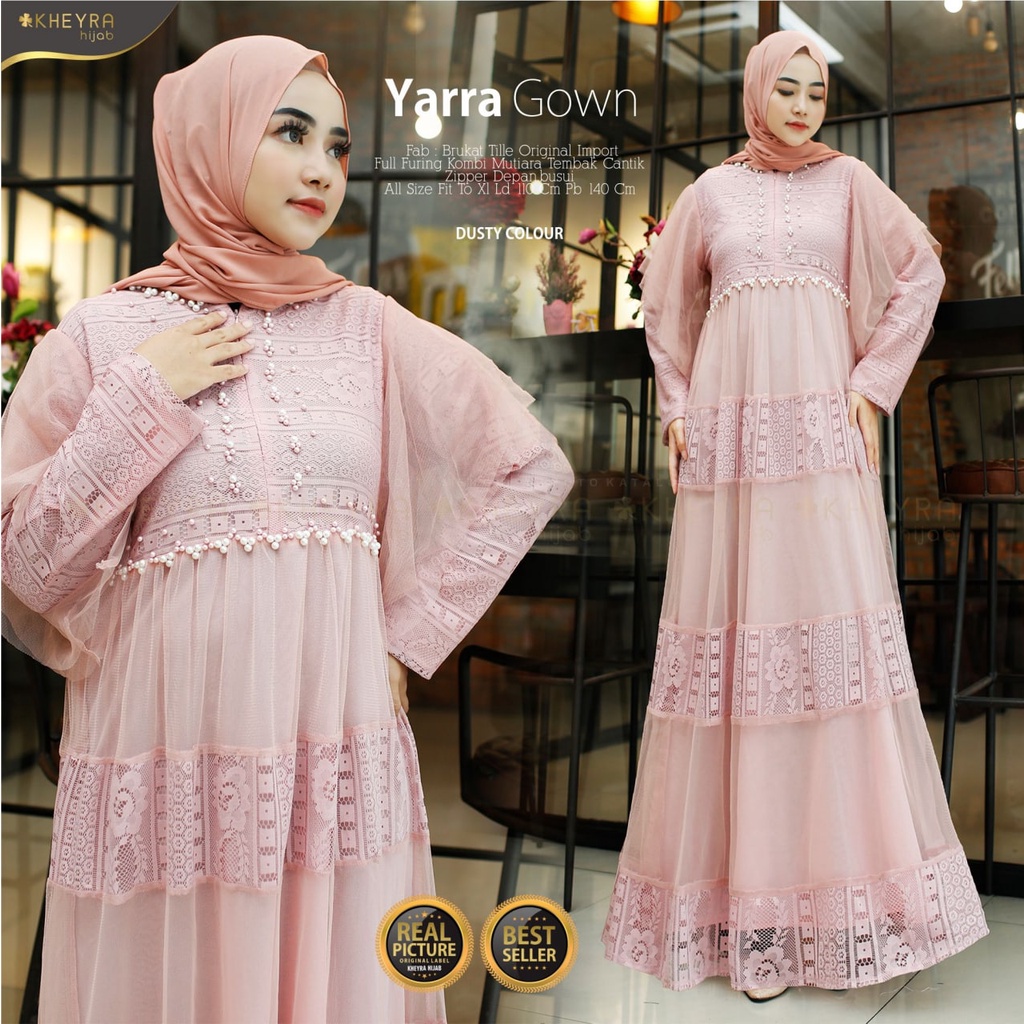 YARRA GOWN GAMIS BROKAT TILE MUTIARA ORI KHEYRA