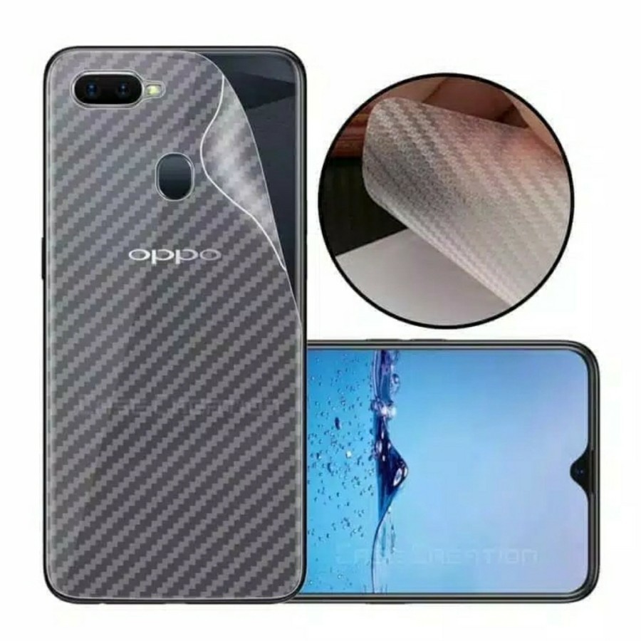 SKIN CARBON OPPO A1K A11K A12 A15 A15S A16 A16E ANTI GORES BELAKANG