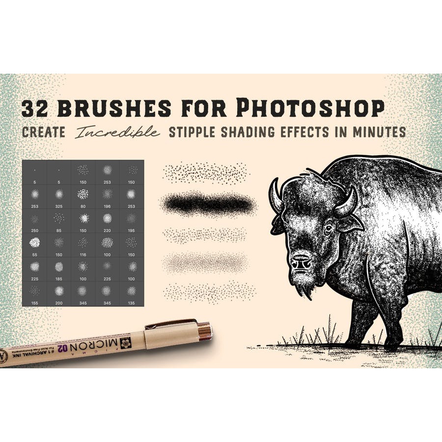 Stipple Brush Set  - Photoshop And - Illustrator