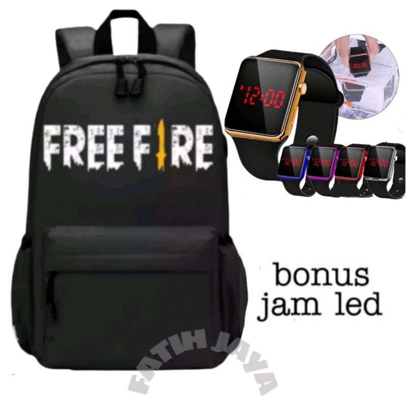 tas anak laki - tas anak freefire - tas ransel sekolah anak SD - tas anak cowok (BONUS JAM LED )