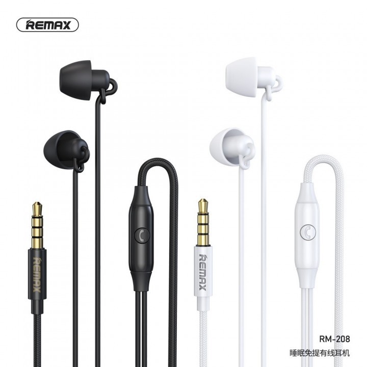 REMAX RM-208 - Hands-free Sleep Silicone Wired 3.5mm Stereo Earphone