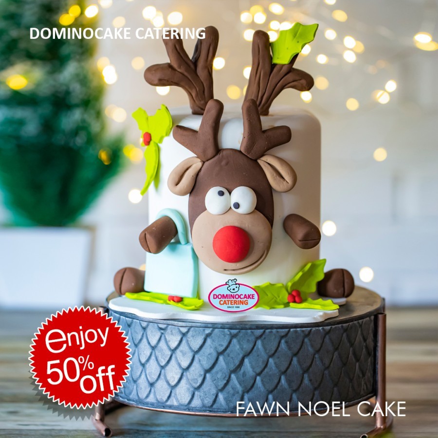 

Fawn Noel Cake - Cake Christmas - Hampers Natal - Kue Natal Dominocake - Blt 15 & Ong