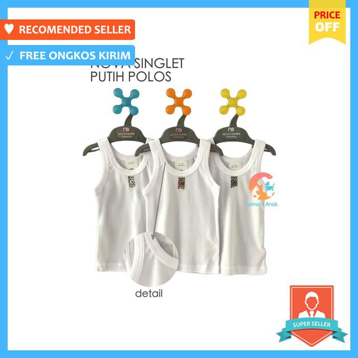 nova 3 piece singlet bayi kaos dalam bayi 0 6 bulan - baju & sepatu bayi - pakaian bayi unisex