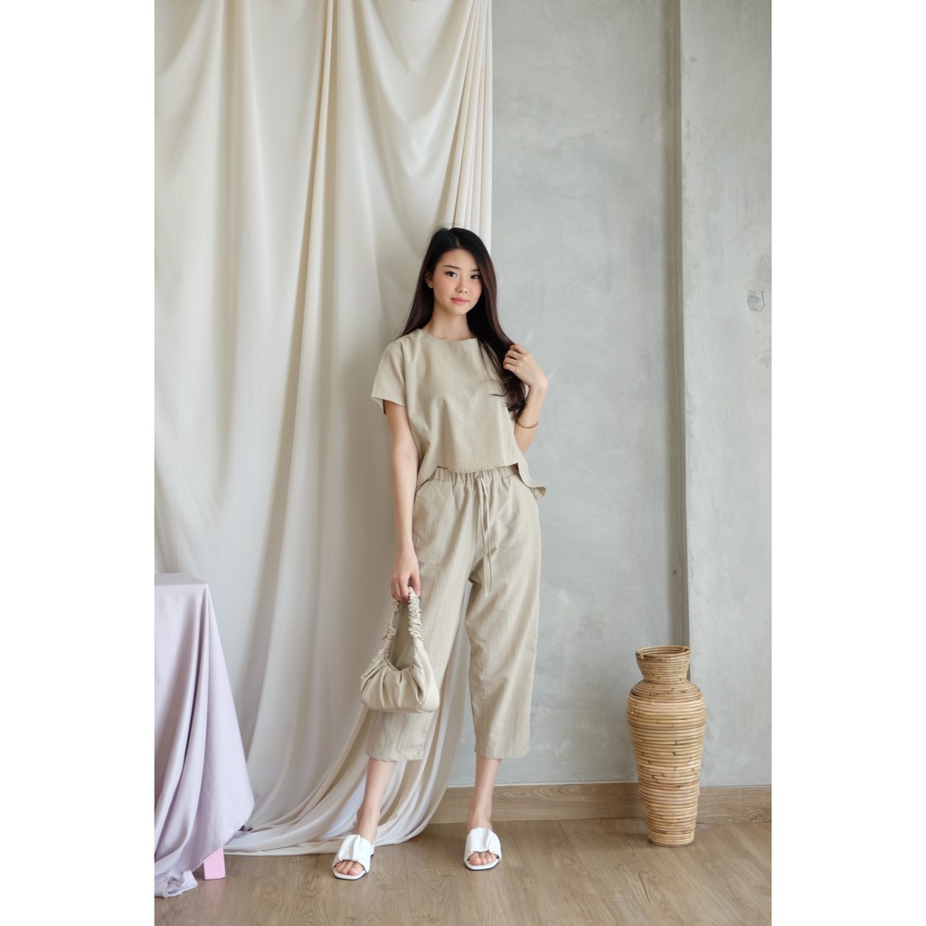Paige Set - Baju Celana Setelan Wanita-Khaki