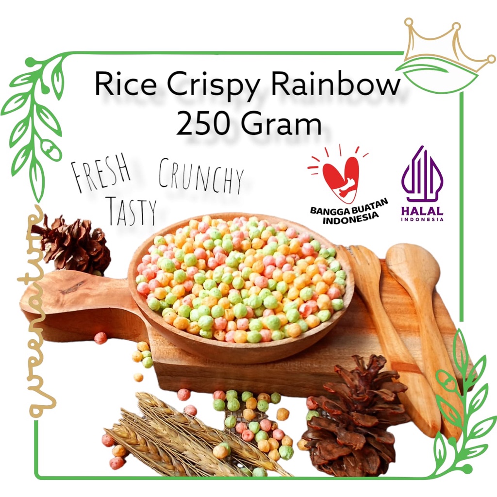 Rice Crispy Rainbow Round (Small/Medium) 250 gram Krispi Beras Warna Bulat (Kecil/Sedang) Premium