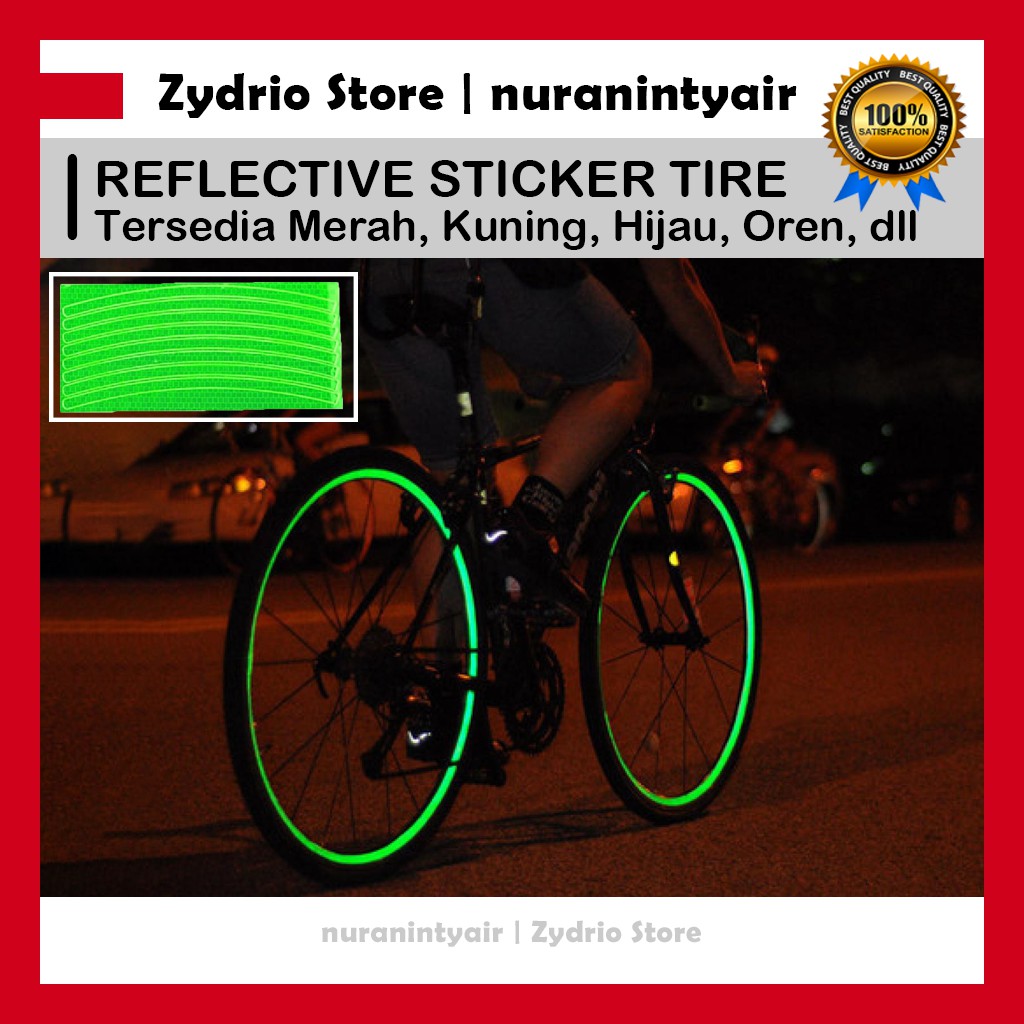 Stiker Reflektor Ban Sepeda 8 Strip / Stiker Ban Sepeda Reflektif