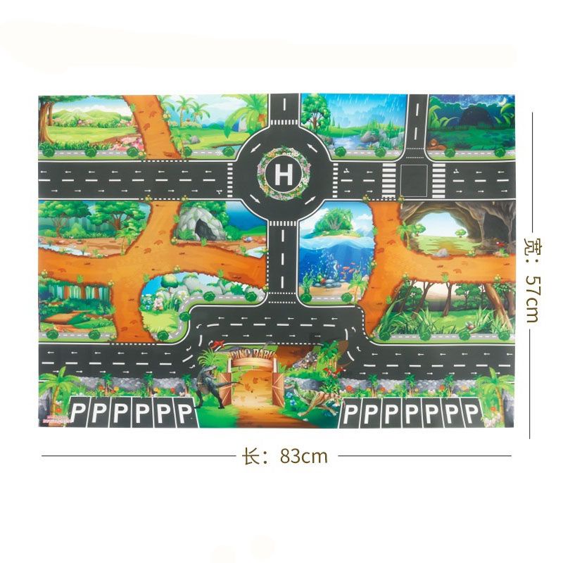 Alas Mainan Peta Jalanan Anak / Peta Jalan Perkotaan / Urban Road Map / Alas Lantai Mainan Playmat / Map Dino Park / Peta Pedesaan