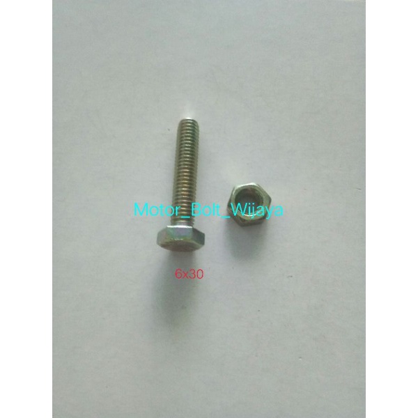 Baut 10 + Mur 6mm x 3cm Isi 1 Pcs