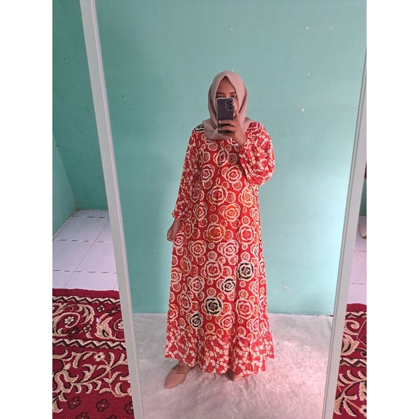 daster lengan panjang longdress batik cap rempel