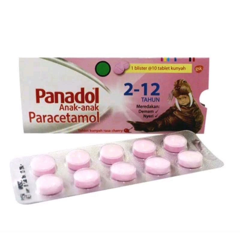 Jual Panadol Anak Anak 10 Tablet Kunyah Rasa Cherry Paracetamol Anak