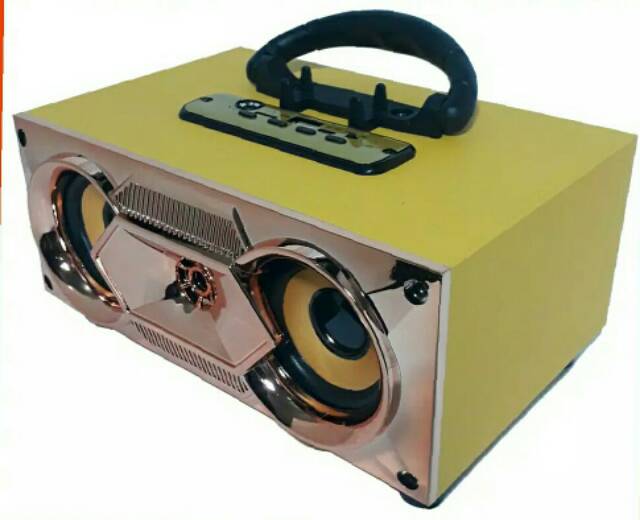 SPEAKER BLUETOOTH FREE MIC FLECO F4 BT RADIO FM/SALON AKTIF PORTABLE SUPER BASS USB  MP3 MOTIF KAYU