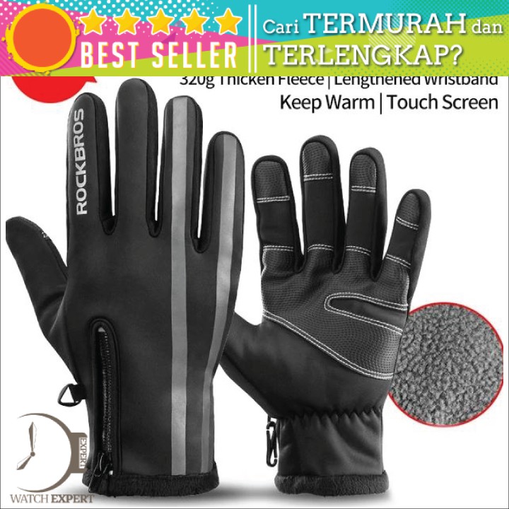 BAYAR DI TEMPAT Sarung Tangan Sepeda Full Finger Thermal Warm Touchscreen Size L